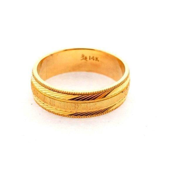 14k Yellow Gold Estate Sale Wedding Band Ring Size 8.5 Unisex Loupe Clean 5.20g